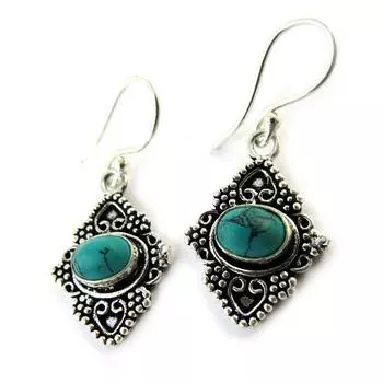 Les Trsors De Lily [N8345] - Серебряные серьги с бирюзой от дизайнера Navajos .