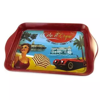 Les Trsors De Lily [P1110] - Маленький разноцветный металлический поднос Лазурный берег - 21x14 см