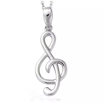 Les Trsors De Lily [P1174] - Серебряный кулон Cl de Sol посеребрение (родий) - 20x10 мм