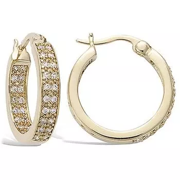 Les Trsors De Lily [P1203] - Позолоченные серьги-кольца Cristal Plnitude золотисто-белые - 20 мм 4 мм