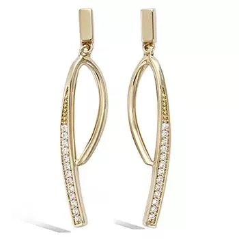 Les Trsors De Lily [P1207] - Серьги с позолотой Sissi белое золото - 35x6 мм