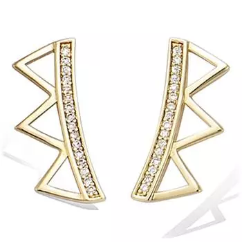 Les Trsors De Lily [P1225] - Позолоченные серьги Треугольники из белого золота - 20x7 мм