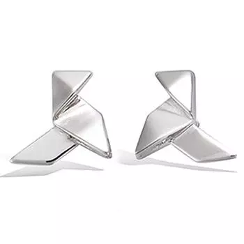 Les Trsors De Lily [P1229] - Серебряные серьги «Оригами» (традиционная форма для запекания) - 10 мм (родий)