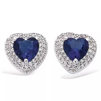 Les Trsors De Lily [P1231] - Серебряные серьги «Love Divine» серебристо-белый сапфир (родий) - 10 мм.