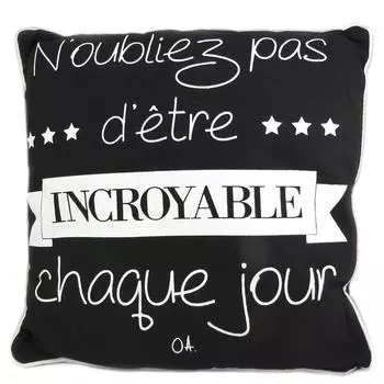 Les Trsors De Lily [P1430] - Дизайнерская подушка Quotes черная (Не забывай быть удивительной каждый день) - 38 см.