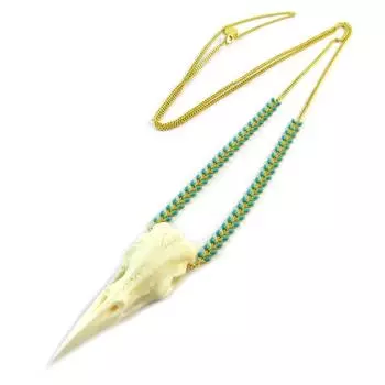 Les Trsors De Lily [P1724] - Длинное колье ручной работы Azuni бежевого и бирюзового золота (ручная работа)