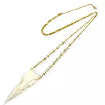 Les Trsors De Lily [P1737] - Длинное колье Azuni золотисто-бежевого цвета (ручная работа)