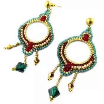 Les Trsors De Lily [P1905] - Серьги Azuni с красной бирюзой ручной работы (ручная работа)