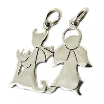 Les Trsors De Lily [P1942] - Серебряный кулон Ангел или Демон серебро (родированное покрытие) - 20x15 мм