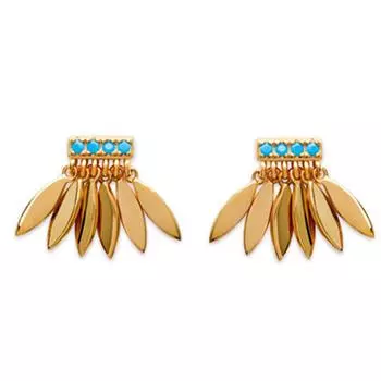 Les Trsors De Lily [P1988] - Позолоченные золотые серьги с бирюзой «Навахо»