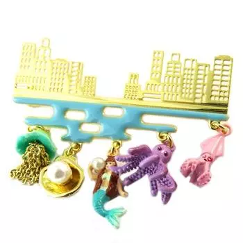 Les Trsors De Lily [P2011] - Брошь ручной работы Чудесный мир (Русалка) разноцветное золото - 50x45 мм.