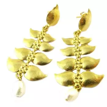 Les Trsors De Lily [P2250] - Позолоченные серьги Artisan Ottoman Princess золотая слоновая кость - 75x30 мм