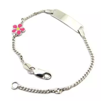 Les Trsors De Lily [P2319] - Серебряно-розовая цепочка для бордюров Bambino (цветок) родий.