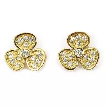 Les Trsors De Lily [P2345] - Серьги с позолотой Flora белое золото - 7x7 мм