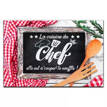 Les Trsors De Lily [P2918] - Разделочная доска / стеклянная подставка Messages (Chef s Kitchen ...) - 30x20 см чёрный
