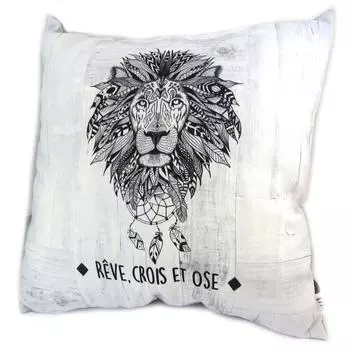 Les Trsors De Lily [P2964] - Дизайнерская подушка Boho светло-серый (Dream - верь и дерзай) - 30 см.