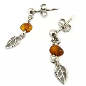 Les Trsors De Lily [P3314] - Серебряные серьги Вдохновение янтарь (родированное покрытие) - 25x5 мм