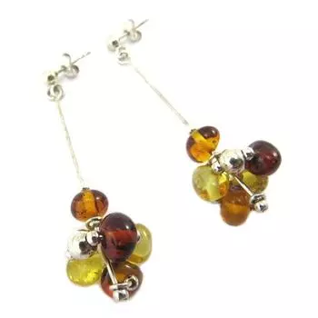 Les Trsors De Lily [P3316] - Серебряные серьги Вдохновение янтарь 2 тона (родий)