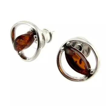 Les Trsors De Lily [P3319] - Серебряные серьги с коньячным янтарем (родий) Inspiration