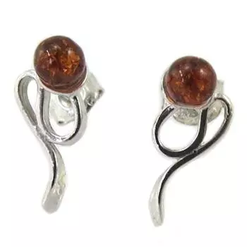 Les Trsors De Lily [P3324] - Коньячный янтарь (родий) Серебряные серьги Inspiration - 13x10 мм