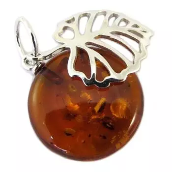 Les Trsors De Lily [P3336] - Серебряный кулон Вдохновение из коньячного янтаря (родированное покрытие) - 15 мм