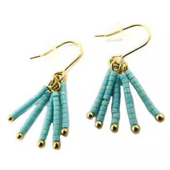 Les Trsors De Lily [P3661] - Дизайнерские серьги Navajos из золотой бирюзы.