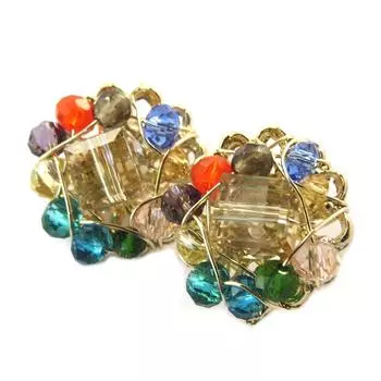 Les Trsors De Lily [P4017] - Покрытые разноцветным золотом серьги Brasilia ручной работы - 15 мм