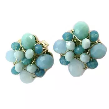 Les Trsors De Lily [P4018] - Серьги ручной работы Brasilia , позолоченные бирюзой, позолоченные - 15 мм