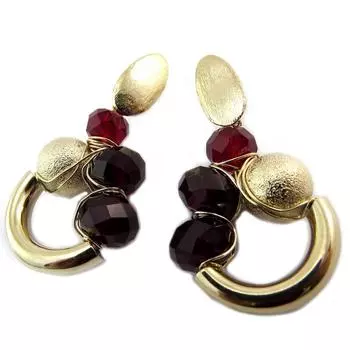 Les Trsors De Lily [P4030] - Серьги ручной работы Brasilia , покрытые красным золотом - 50x25 мм.