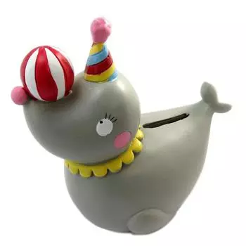 Les Trsors De Lily [P4188] - Копилка из смолы Circus серая (морской лев) - 15x13x8. 5см