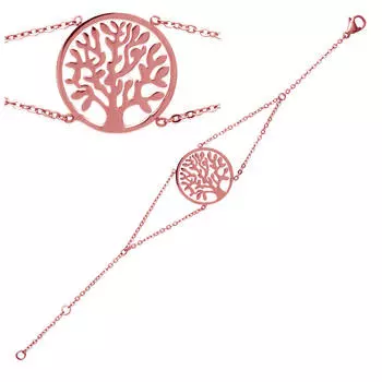 Les Trsors De Lily [P4349] - Стальной браслет Древо жизни из розового золота (золото-розовый) - 18 см 22 мм