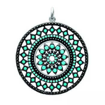 Les Trsors De Lily [P4352] - Серебряный кулон Навахо бирюзово-черный - 30 мм