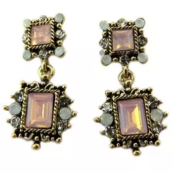 Les Trsors De Lily [P4559] - Дизайнерские серьги Sissi розовое белое золото - 33x17 мм