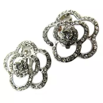 Les Trsors De Lily [P4601] - Серебристо-белые дизайнерские зажимы Sissi (цветок) - 30 мм