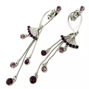 Les Trsors De Lily [P4634] — Дизайнерские клипсы «Scarlett» серебристо-фиолетового цвета — 100x22 мм