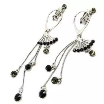 Les Trsors De Lily [P4638] - Дизайнерские зажимы Scarlett черный серебристый - 100x22 мм