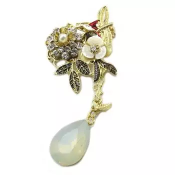 Les Trsors De Lily [P4902] - Дизайнерская брошь Sissi бежевое золото - 70x35 мм