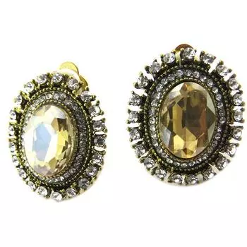 Les Trsors De Lily [P4928] - дизайнерские клипсы Gold Amber Sissi - 26x22 мм
