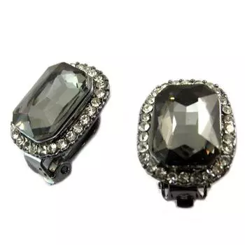 Les Trsors De Lily [P4976] — Дизайнерские клипсы Sissi серебристо-серого цвета — 18x15 мм