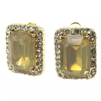 Les Trsors De Lily [P4984] - дизайнерские клипсы «Sissi» из золота и янтаря - 18x15 мм