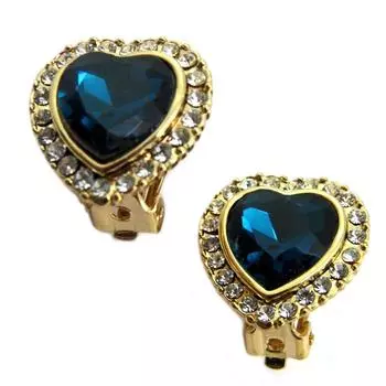 Les Trsors De Lily [P5011] - Дизайнерские клипсы Sissi синий сапфирово-синий (сердце) - 16x16 мм