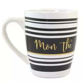 Les Trsors De Lily [P5251] - Керамическая кружка Messages чёрное золото слоновой кости ( Мой чай )