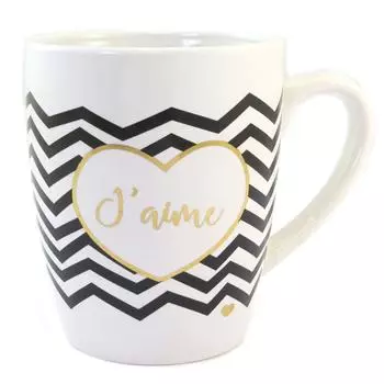 Les Trsors De Lily [P5256] - Керамическая кружка Messages слоновая кость черное золото ( Мне нравится )