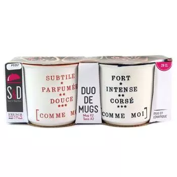 Les Trsors De Lily [P5267] - 2 керамические кружки Messages бежевый красный синий - 90x80 мм белый