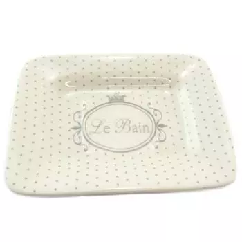 Les Trsors De Lily [P5668] - Керамическая мыльница Le Bain бежевый (ретро) белый