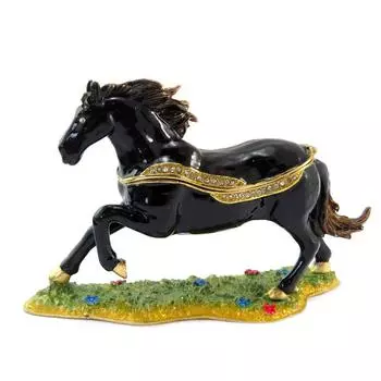 Les Trsors De Lily [P5734] - Шкатулка для драгоценностей Черная лошадь из черного золота - 12. 5x8. 5x4см белый