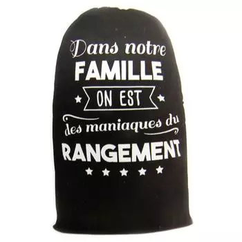 Les Trsors De Lily [P6203] - Мешок для белья из хлопка Messages черный ( В нашей семье мы фанаты уборки ) - 75x48 см