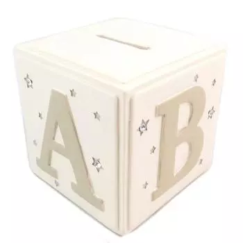 Les Trsors De Lily [P6235] - Копилка из пластмассы Alphabet бежевый серо-коричневый - 7x7x7 см