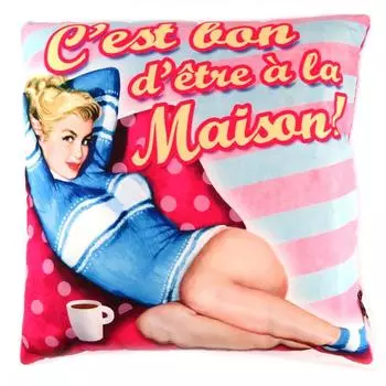 Les Trsors De Lily [P6493] - Декоративная подушка Винтаж (Хорошо быть дома) - 35x35 см