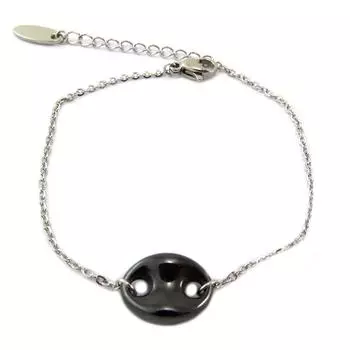 Les Trsors De Lily [P6729] - Стальной браслет Grain de Caf черного серебра (керамика) - 15x10 мм